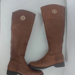 Tory Burch Boots Junction Extended Calf Brown Leather Riding Knee High Size 6.5 