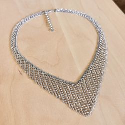 Novica Artisan Sterling Silver Mesh Bib Necklace