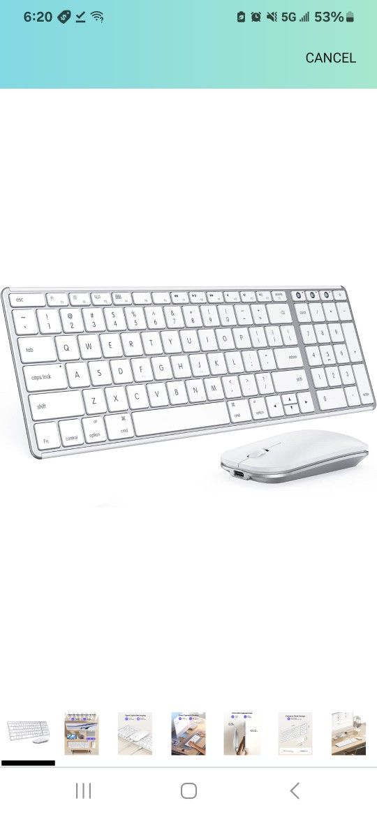 seenda Bluetooth Keyboard and Mouse White Silver