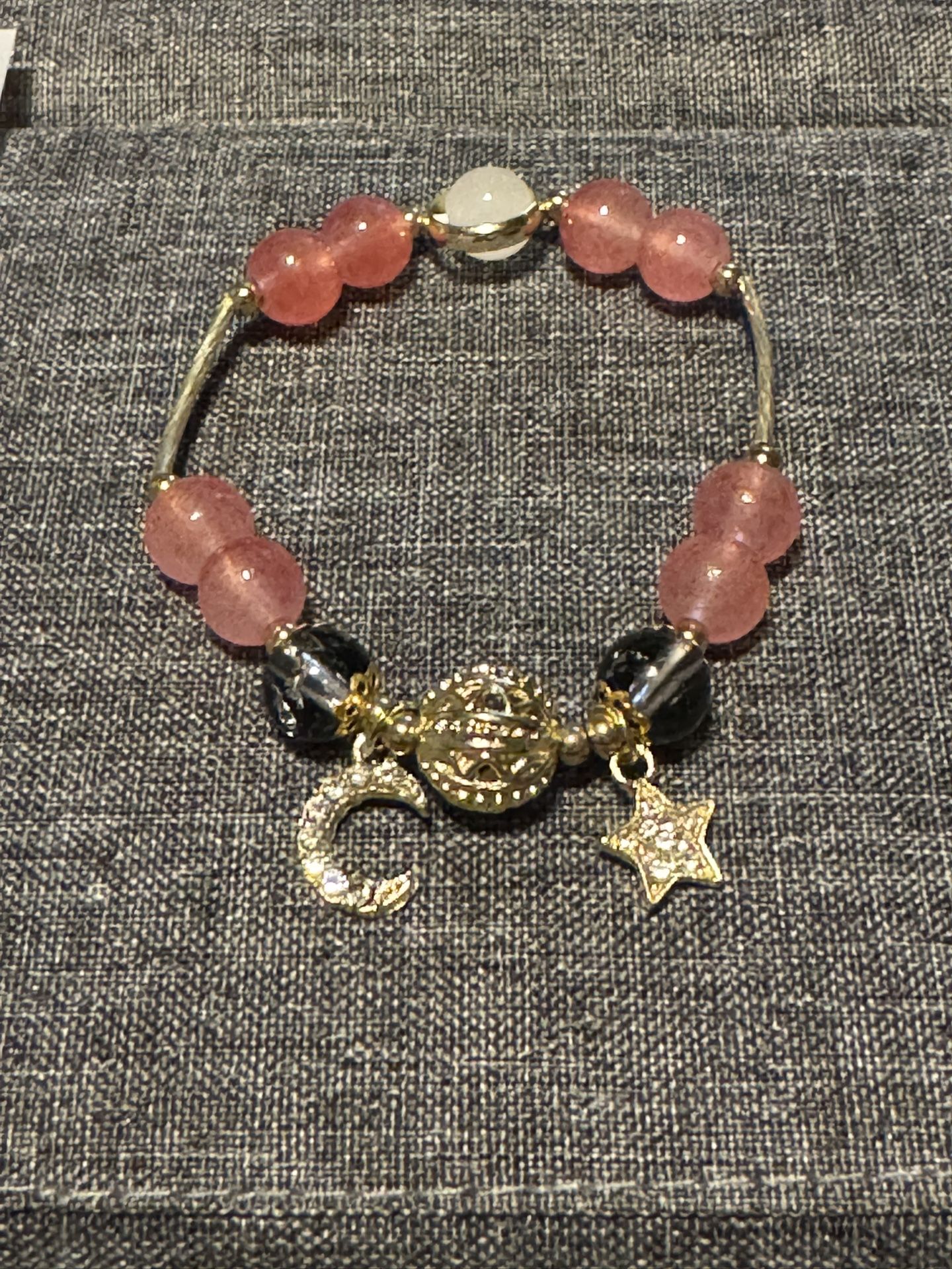 Pure Pearl Bracelet With Star And Moon Charm
