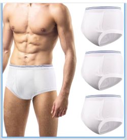 Carer Men's Washable Incontinence Underwear M65, 3-Pack, White, Small