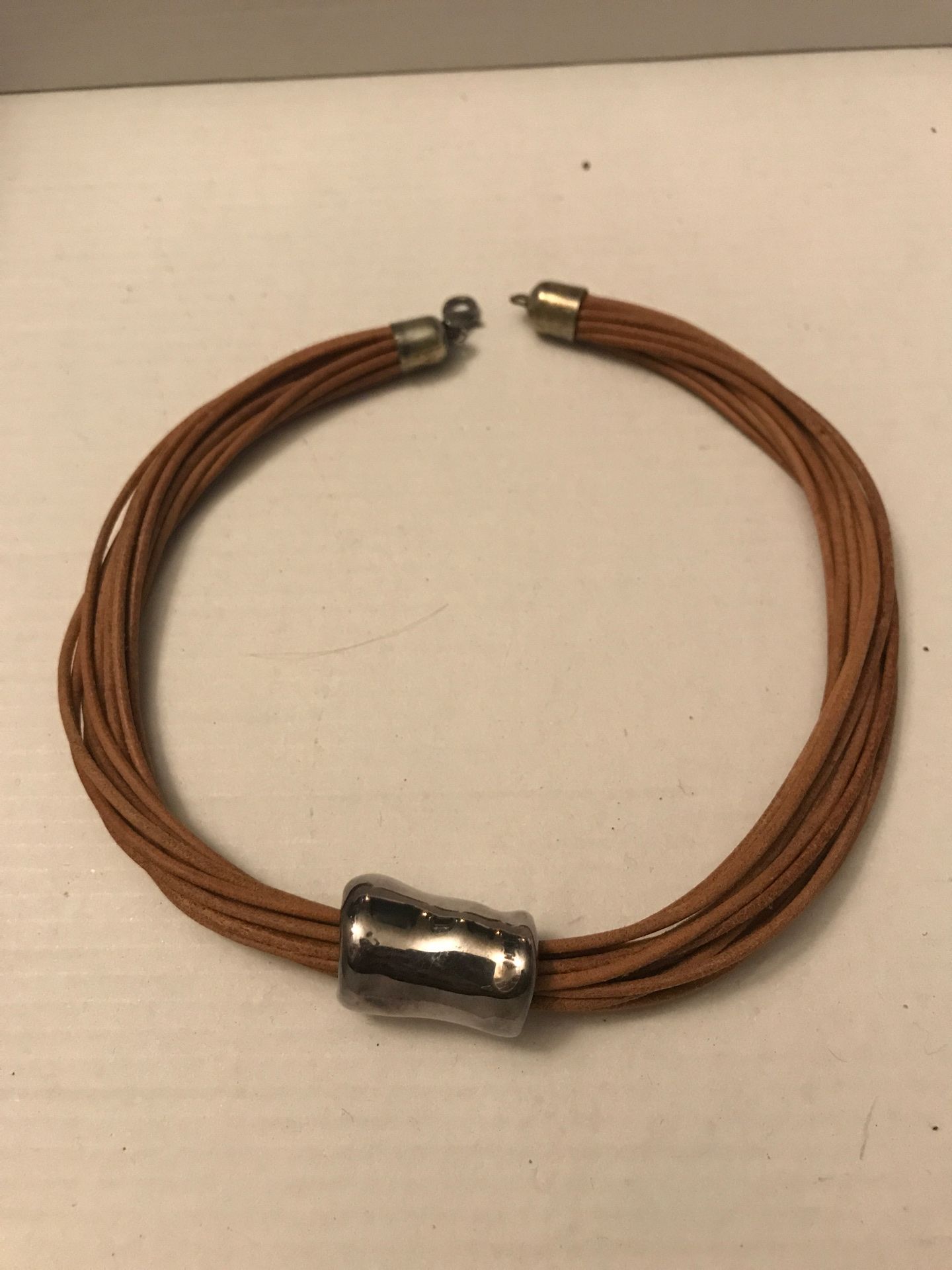 925 silver leather choker