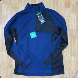 NWT Spyder Gait Waffle Knit Pullover Jacket Men’s XL Blue Black 1/2 Zip Performance Sweater