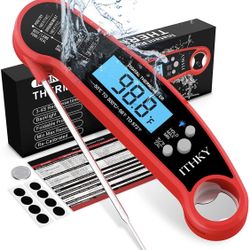 Digital Instant Read Meat Thermometer for Cooking, Fast & Precis Waterproof Food Thermometer with Backlight, Calibration and Foldable Probe for Deep F