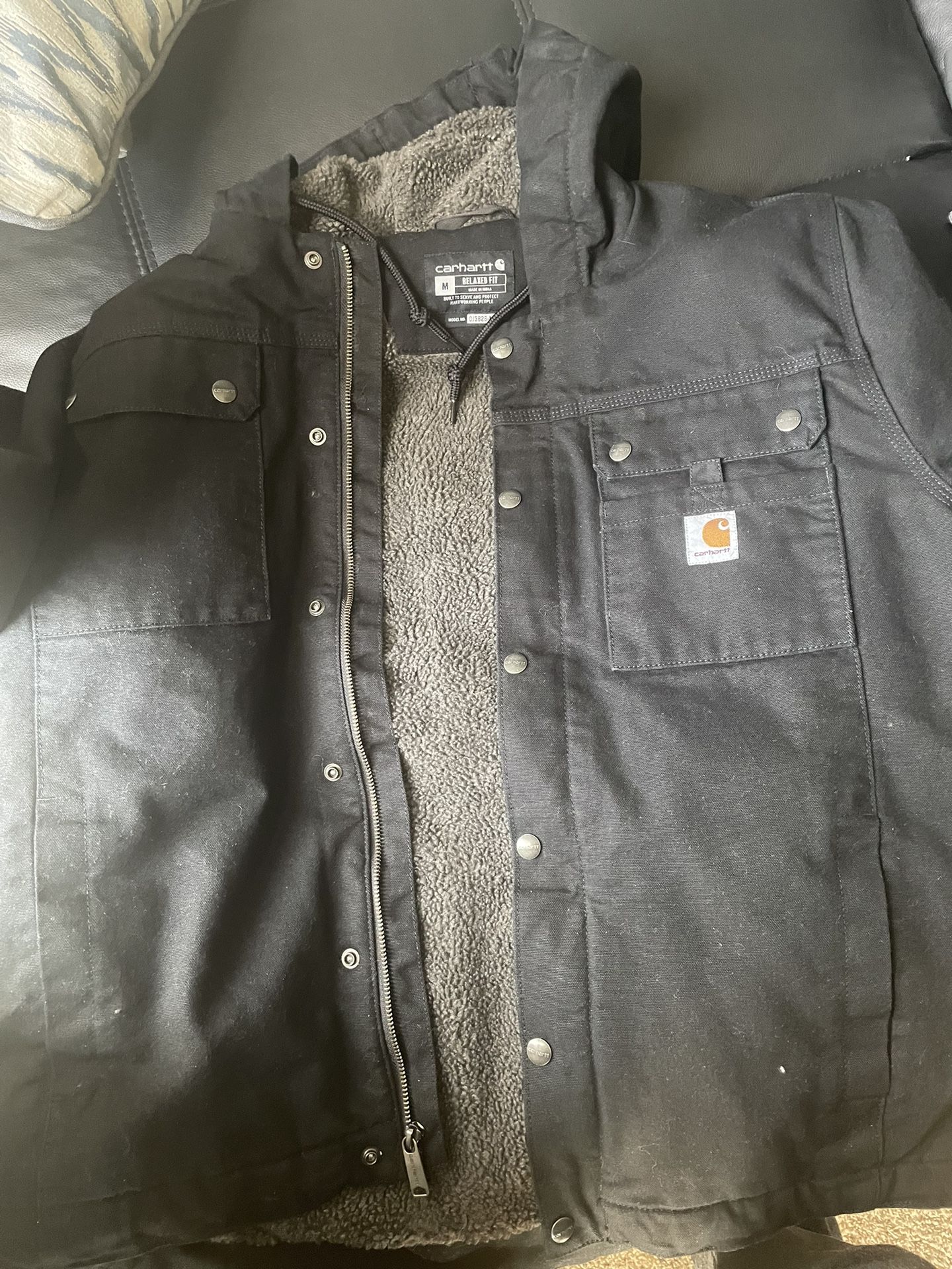 CARHARTT RELAXED FIT WASHED DUCK SHERPA-LINED UTILITY JACKET