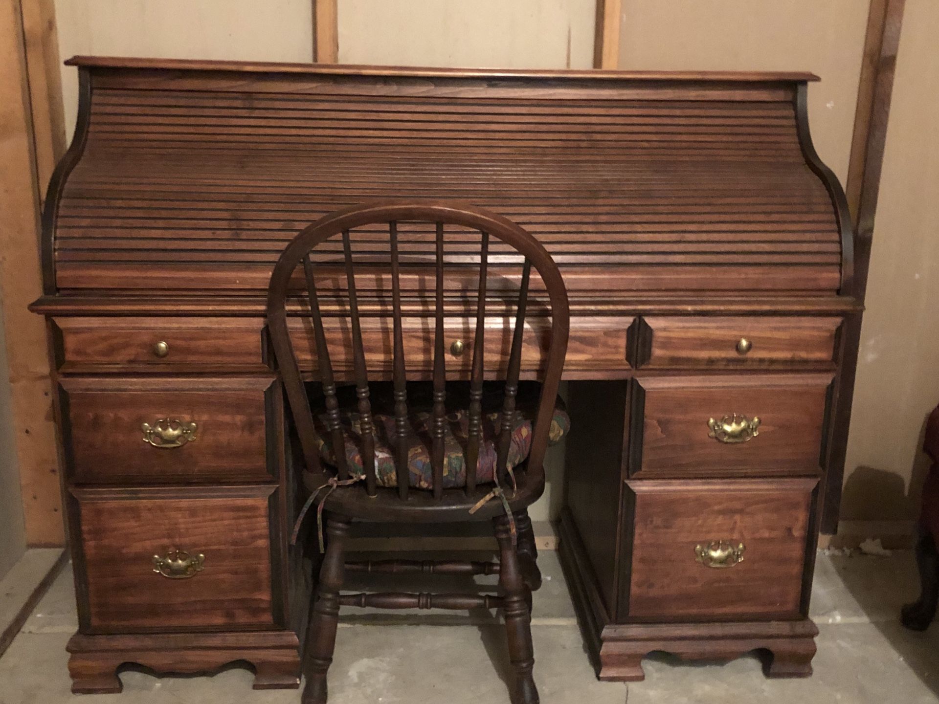 Best off for Roll Top Solid Oak Desk with Chair