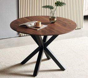 NEW Round MDF Table Top and Cross Metal Legs, Pedestal Dining