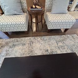 Set of 2 Upholstered Armless Accent Chairs,with round table