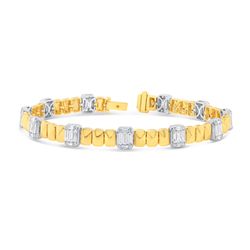 Uneek Bracelet 18K White & Yellow Gold BR2398 This alexandria collection designer bracelet is fine for any get up. Crafted with 44 round diamonds weig