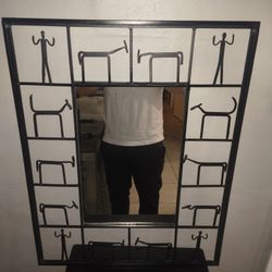 Fredrick Weinberg Style Iron Figural Wall Mirror 
