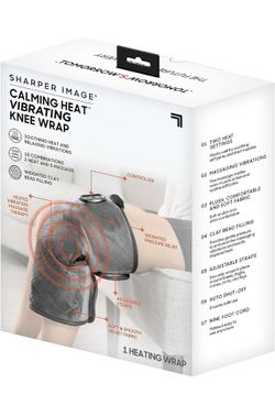Calming Heat Knee Wrap by Sharper Image Personal Electric Knee Heating Pad Wrap with Vibrations