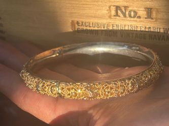 Gold and silver filigree bangle bracelet vintage and untested
