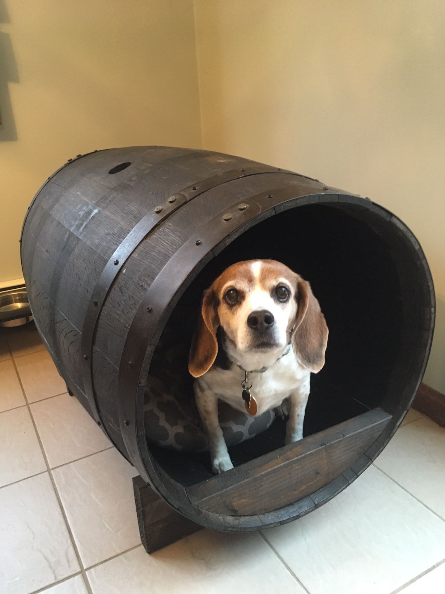 Whiskey Barrel Dog House