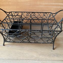 Rectangular Black Wire Basket Organizer 15” × 9.5” × 7.25