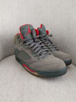 Jordan 5 Retro P51 Camo University Red Dark Stucco Suede 2017 Mens 9.5