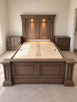King Bed Frame with Lighted Headboard and Nightstands