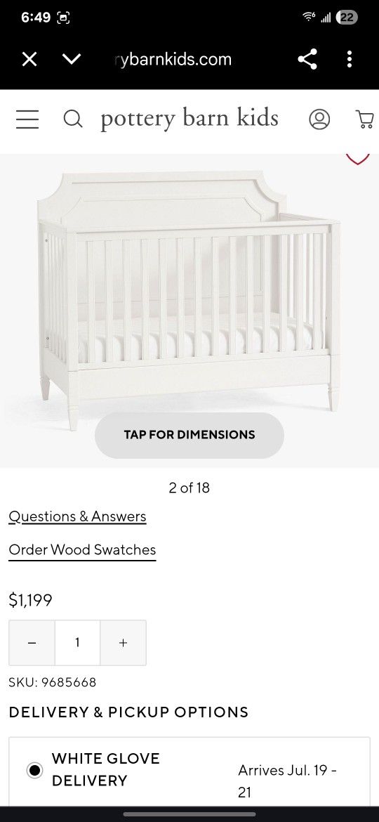Ava Regency 4-in-1 Convertible Crib From Williams Sonoma