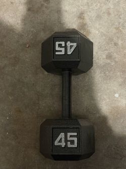 45 LB Cast Iron Hex Dumbbell - Single