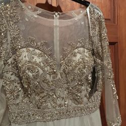 Terani Couture Beige Ornate Embellished Gown Formal