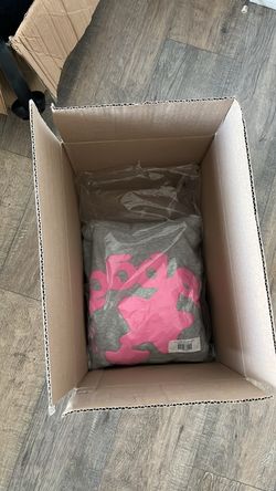 Gray Hoodie with Pink Graphic Print