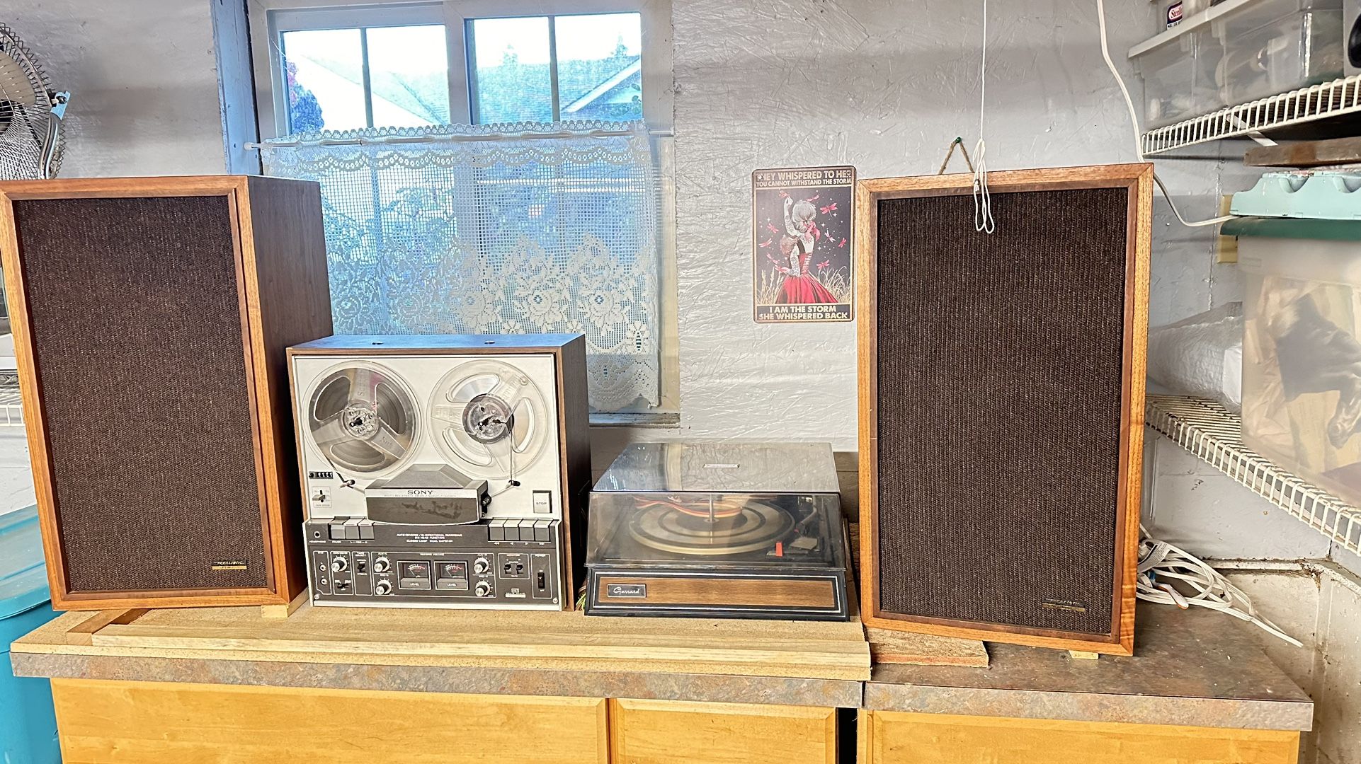 Beautiful Vintage speakers, turntable, and real to real~ high-quality stereo system 