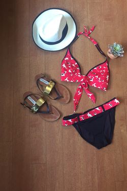 Victoria Secret Red & White Halter Bikini set Medium