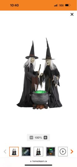 Home Accents Holiday 6.5 ft. Gruesome Grounds Animated LED Witches Scene