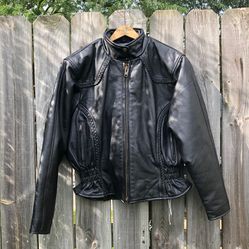 Vintage Black Leather Jacket Ladies