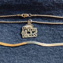 14kt Herringbone Bracelet 9g, 18"Rope 4g, Love ring 3g, Small diamond ring 2g, Free 18" 14kt Herringbone Necklace With Purchase Of 2 Items