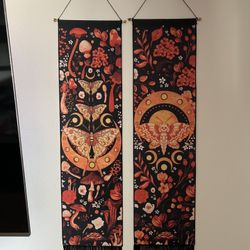 set of 2 hanging tapestries