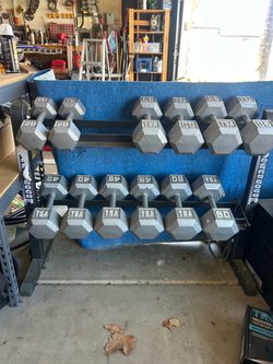 Dumbbells and rack
