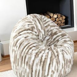 UIXE Bean Bag Chair for Adults, Faux Fur Oversized Beanbag Lounge with Removable Cover, Comfy Fluffy Lazy Floor Sofa for Living Room, Bedroom, Dorm - 