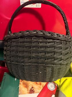 Black Wicker Basket with Handle ✨