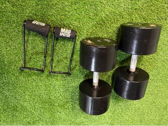 UMax 105lbs dumbbells with Mad Spotter arms FIRM