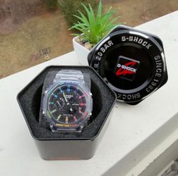 Casio G-Shock GA-2100-1A watch in Clear and Rainbow