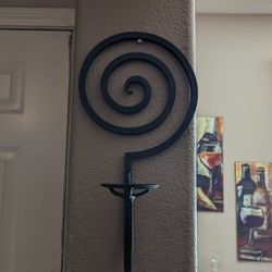Large Spiral/Zen Candle-Wrought Iron Wall Hanging Pillar Candle Holder
