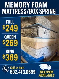 QUEEN MEMORY FOAM MATTRESS AND BOX SPRING
