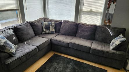 Gray Fabric L-Shaped Sectional Sofa