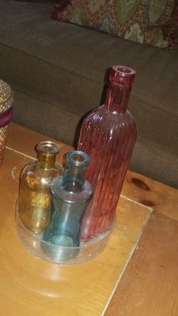 Multi color bottles centerpiece