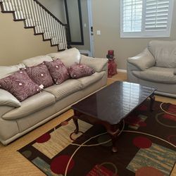 Leather Couch and Coffee Table