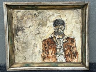 Original Mixed Media Expressionist Portrait Painting Textured Canvas