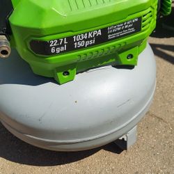 greenworks 12 amp 6 gallon air compressor 150 psi $100