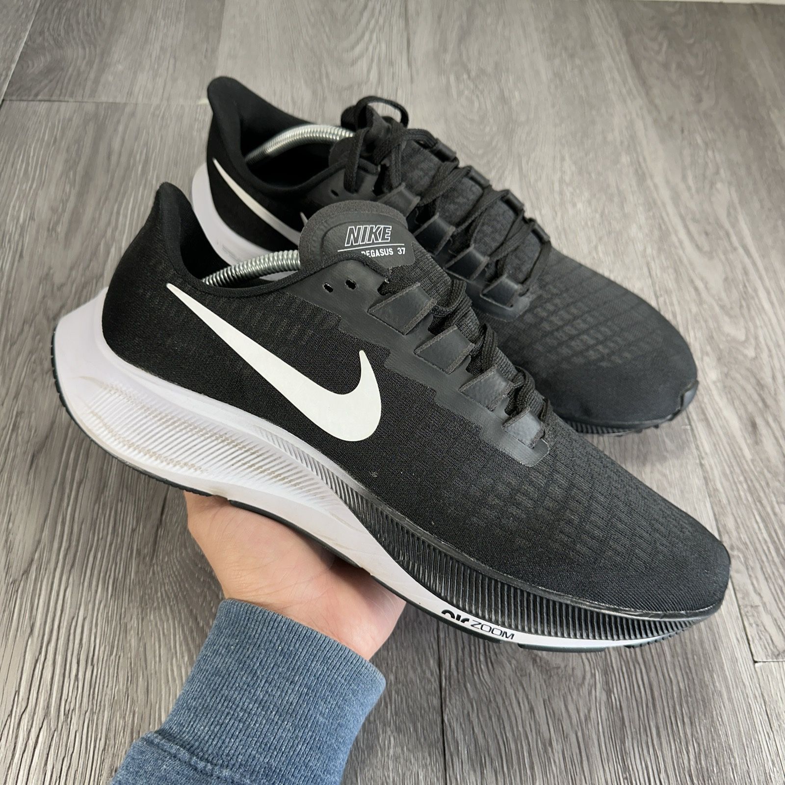 Men’s Nike Air Zoom Pegasus 37 Size 11.5 Black White Running Shoes Bq9646-002