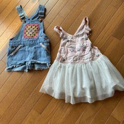 SWEET OVERALLS AND BUNNY DRESS