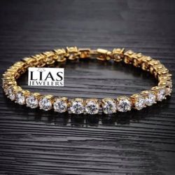 New 18k Yellow Gold Tennis Bracelet 