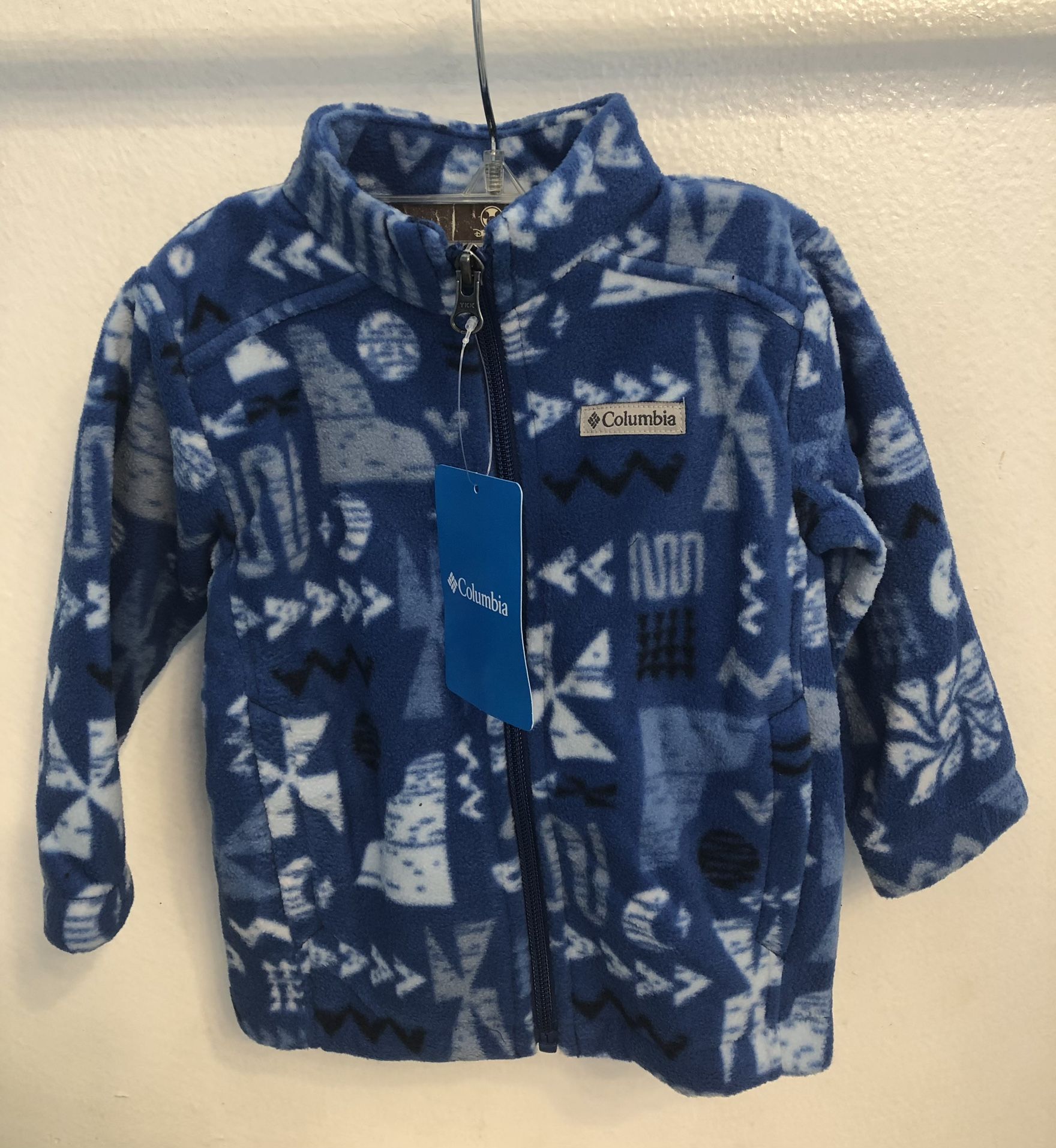 Columbia Toddler Boys' Zing III Fleece Jacket in a blue and white print