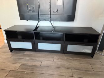 Black TV Stand with Frosted Glass Drawers