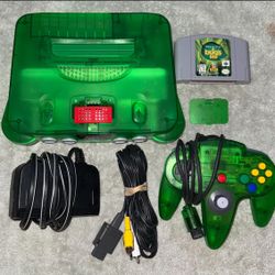 JUNGLE GREEN NINTENDO 64 N64 CONSOLE WITH VIDEO GAME, EXPANSION PACK & CONTROLLER