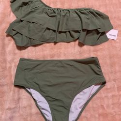 2 Piece Green Swimsuit XL New 