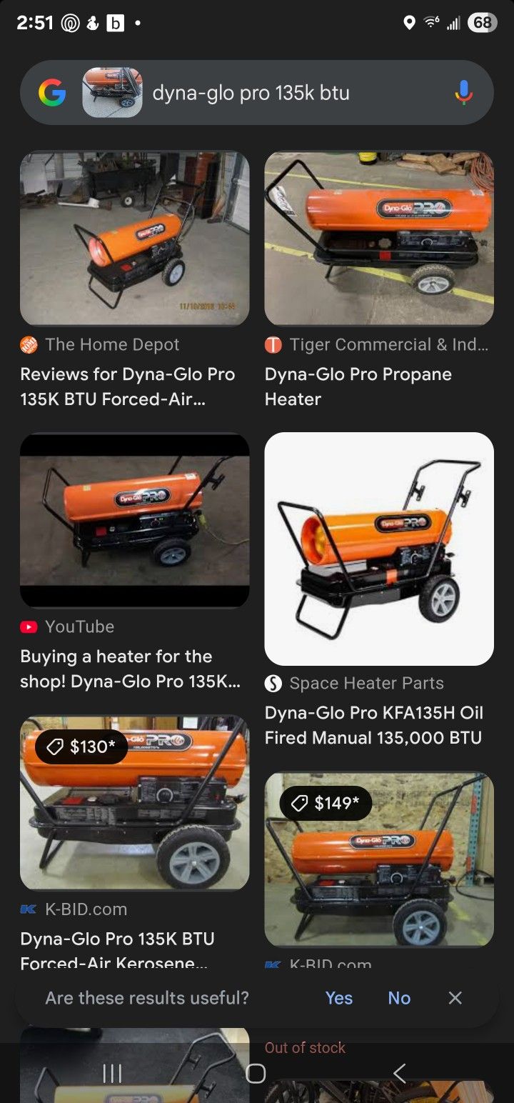 Dynaglo 135k Btu Kerosene Portable Heater